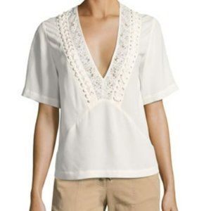 A.L.C. Annora Silk Top, Beige, Size 4